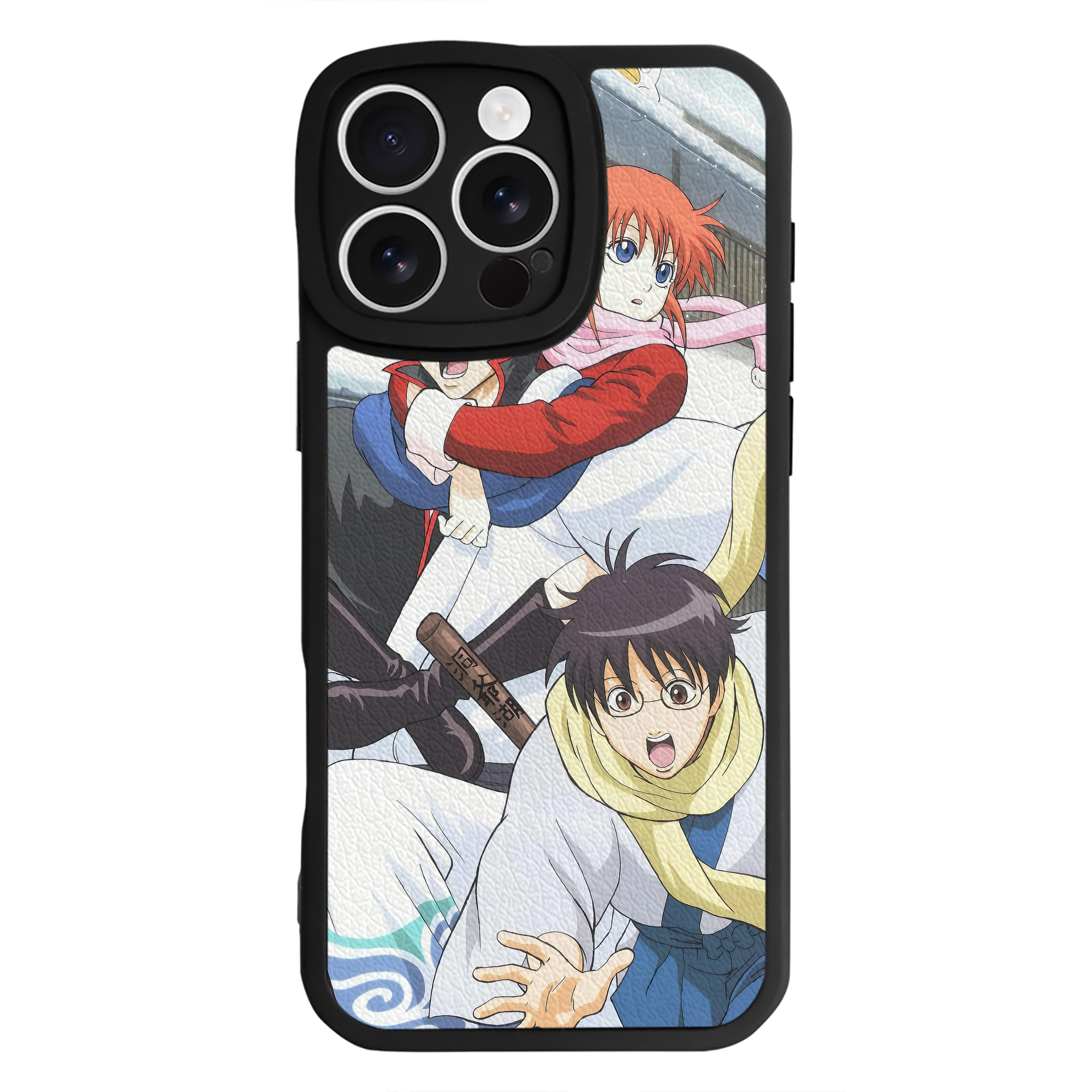 （画像用） ぎんたま 坂田銀時（さかたぎんとき） 神楽 志村新八（しむら しんぱち） GINTAMA Sakata Gintoki Kagura Shimura Shinpachi 【iPhone 16シリーズ対応】シリコンスマホケース（レザー調） 材質：シリコン